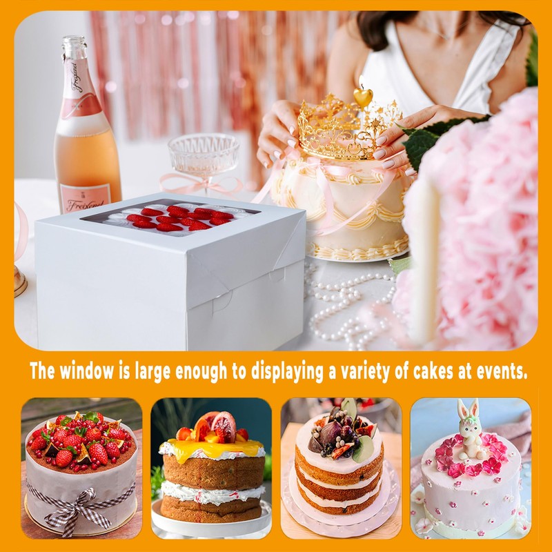 MonYouGe 12x12x12 Inches Cake Boxes with Cake Boards, 3 Pack