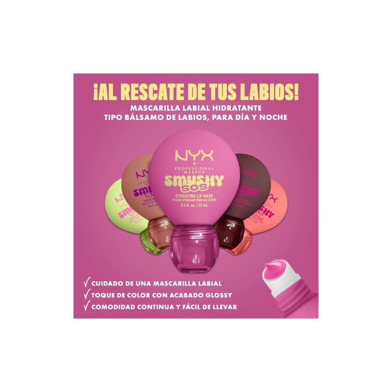 NYX Professional Makeup, Smushy SOS, Mascarilla Labial Hidratante Tipo Balsamo