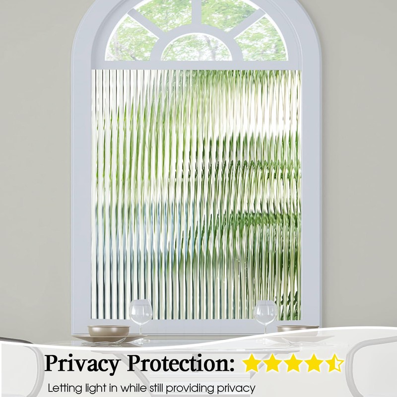 Windimiley Window Privacy Film 3D Reeded Glass Static Clings Fluted