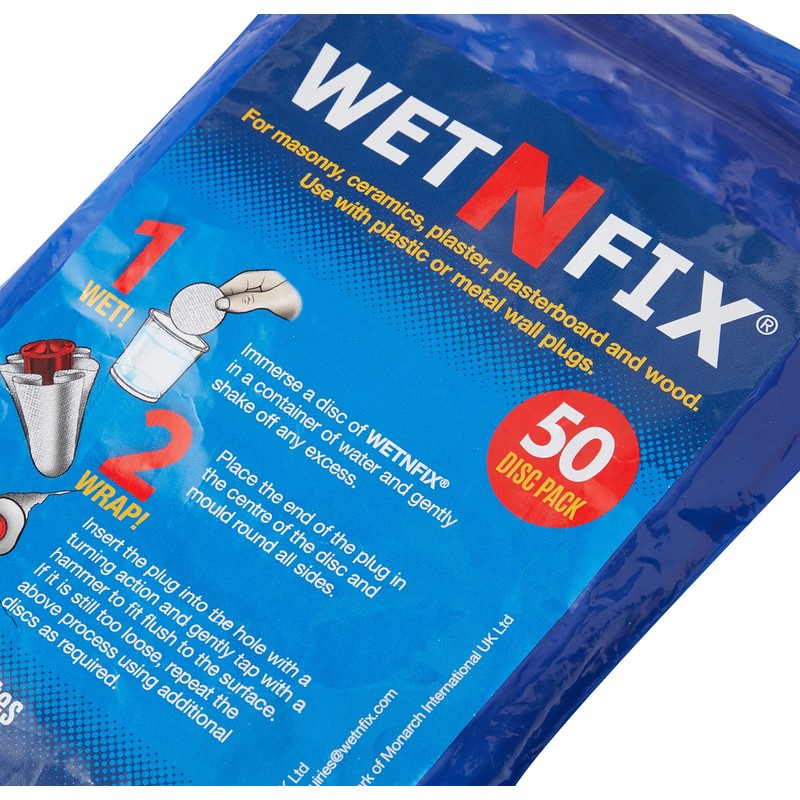 WETNFIX (50 DISCS) - Fixing Wall Plugs Fast. No need
