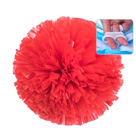 Egurs Pack of 2 Cheerleader Pom Poms with Ring Cheerleader Pompoms Hand Flowers Round Dance Cheer Poms for Children Adults Sports Competition Holiday Celebrations Dance Party Team Ghost Red L = 35 cm