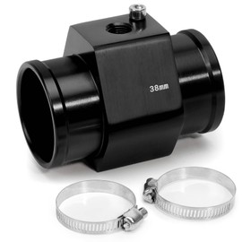 Tongze 38mm 1/8" NPT Water Temp Meter Temperature Gauge Joint Pipe Adaptor, Aluminum Radiator Sensor Adapter with Hose Clamps