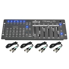 CHAUVET Obey 6 Compact Universal 6 Fixture DMX Lighting Controller + DMX Cables