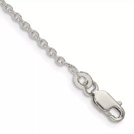 GlittersandGold Sterling Silver 1.95mm Cable Chain Anklet Necklace