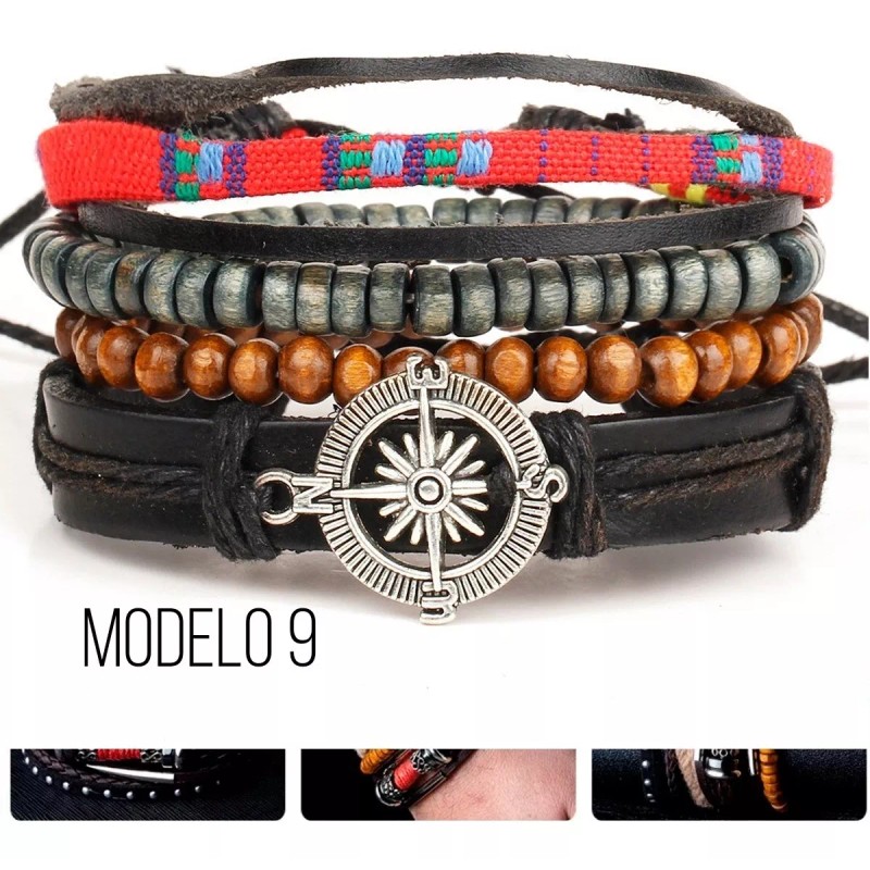 Veraly Pulsera Cuero Boho Vintage Multicapa Caballero Variedad