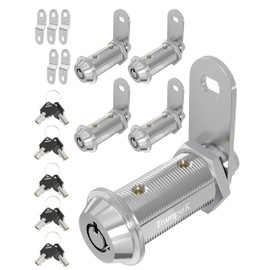 Trampgik RV Storage Locks, 1 1/2” Camper Compartment Storage Door Locks with Keys, for RV Camper Travel Trailer,Drawer Cabinet Toolcart Storage, 1 1/2 Inch 5 Locks with 10 Keyed Alike, Chrome