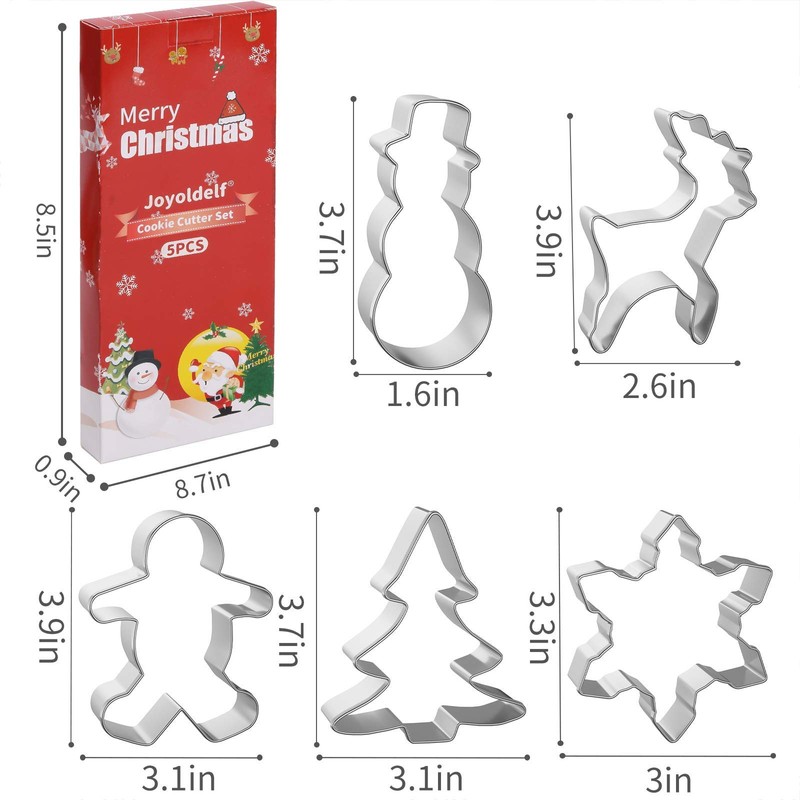 Christmas Cookie Cutter Set - Joyoldelf 5 Piece Stainless Steel