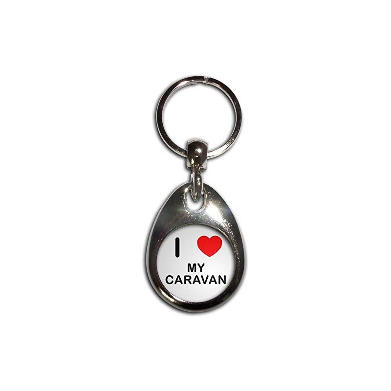 BadgeBeast.co.uk I Love Heart My Caravan - Chrome Tear Drop