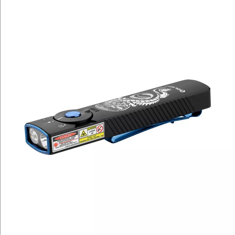 Olight Arkfeld Pro Dragon CW Flat Flashlight, LED Light/UV/Green Beam,