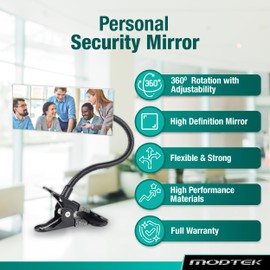 New Modtek Definition Clip-On Rear View Mirror for PC Monitors or Anywhere (HD Clip on Mirror 2 Pack Rectangle)