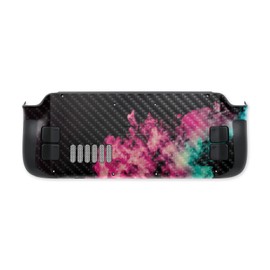 MightySkins Carbon Fiber Skin Compatible with Valve Steam Deck - Magenta Smoke | Protective, Durable Textured Carbon Fiber Finish | Easy to Apply, Remove, and Change Styles | Made in The USA