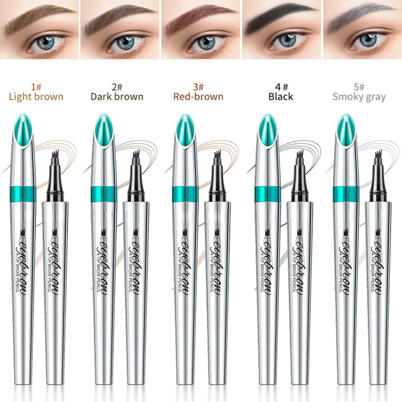 Eyebrow Pencil with 4 Tips, Micro Head, Liquid Eyebrow Microblading