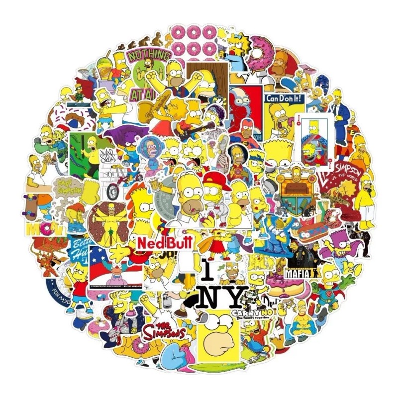 Simpsons 100 Calcomanias Stickers Contra Agua Tv Serie