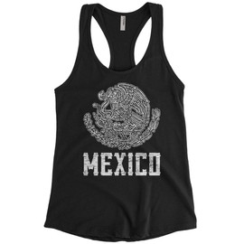 Women's Mexican Eagle Coat of Arms Mexico Racerback Tank Top (Black, X-Large)
