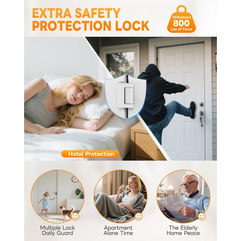 Anobeyi Portable Door Lock for Travel, Adjustable No Drilling Door