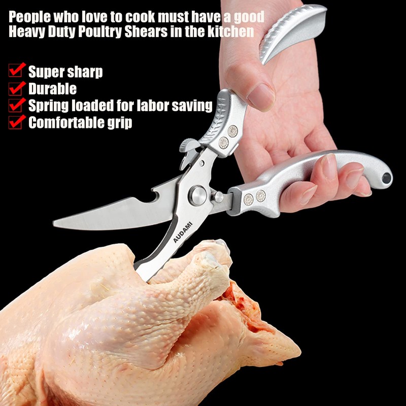 AUDAMI 2-Piece Kitchen Shears Set, Heavy Duty Professional Poultry Meat