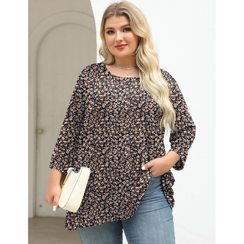 LOMON Plus Size Spring Clothes for Women 3/4 Length Sleeve