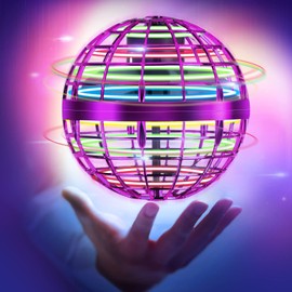 Flying Orb Ball Pro 2023 Hover Fly Boomerang Ball Toy Cosmic Globe Built in RGB Light 360°Rotating Drone Ball Outdoor Cool Stuff Toy for Kid Adult Playing Galactic Flying Spinner Galaxy Ball (Purple)