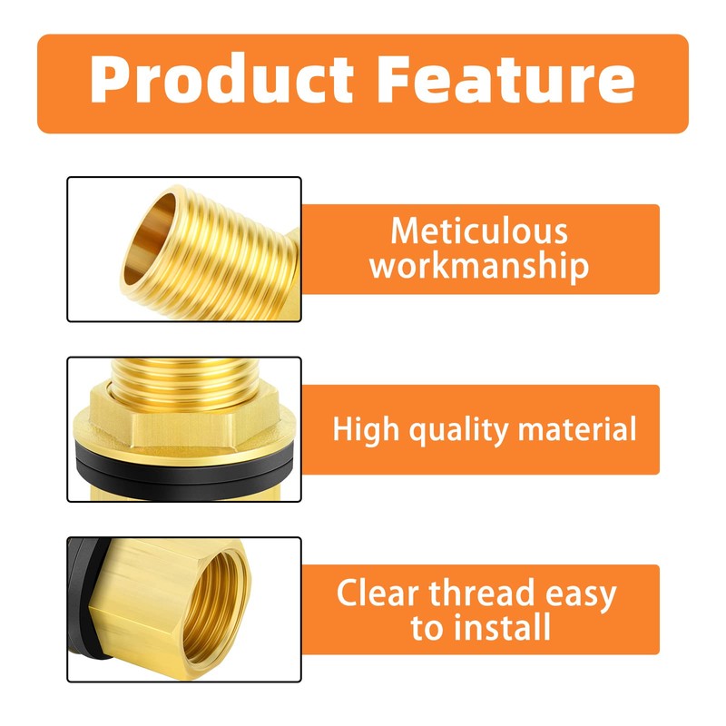 GASHER 2 pieces brass 1/2 inch female 1/2 inch male