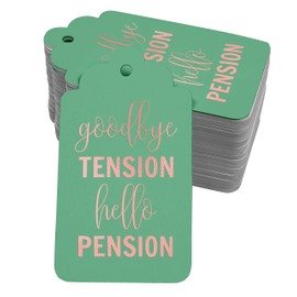Inkdotpot Good Bye Tension Hello Pension Retirement Bottle Tag Real Rose Gold Foil Favor Hang Tags Pack Of 50