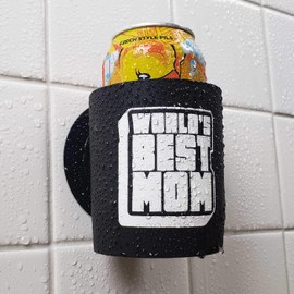 Worlds Best Mom - Shower Beer Holder for in Shower Use, Keeps Beer Cold and Hands Free