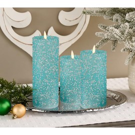 QVC Set of 3 Illuminated Beads & Sequins Pillars by Valerie - Color: Red