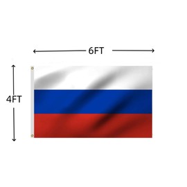 Russia Flag 4X6 FT, Outdoor Polyester Flags, Double Stitched Russian Federation National Flags with Brass Grommets and Stronger Header (4X6)