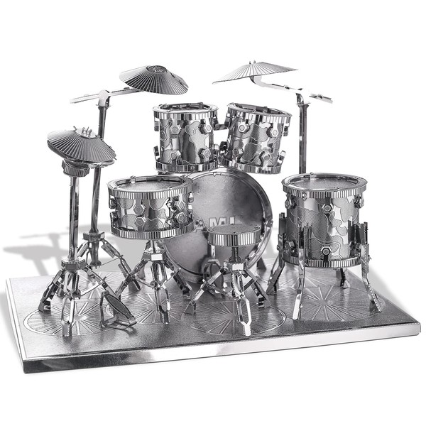 Piececool 3D Metal Models for Adults, Jazz Drum Kit Musical Instrument Models Building Kits, Brain Teaser Challenging 3D Puzzles DIY Assembling Crafts Great Gift