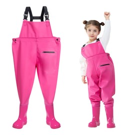 SooGree Kids Chest Wader with Non-Slip Boots,Youth Fishing Hunting Waterproof Waiters, Children Boys Girls Breathable Waders
