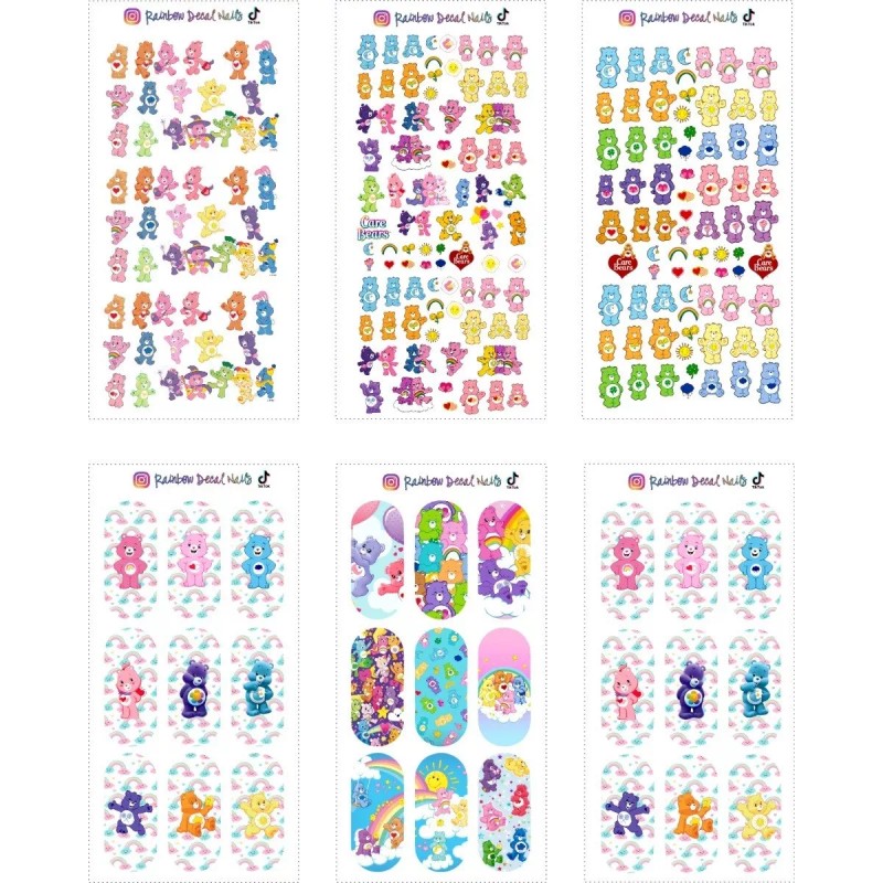 Rainbow decal nails Sticker Nails Tatto Uñas Ositos Cariñositos 6