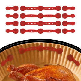 4 Sets of High Temperature Resistant Silicone Magnet Clasp Holds Air Fryer Paper Liners in Place Prevents The Paper Liner From Covering The Food and Touching the Heating Element (Red)