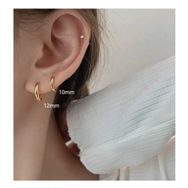 3 Pairs of Hoop Earrings Silver for Women, Small Gold-Plated Hoop Sets, Nickel-Free Earrings Silver/Gold for Girls Men, Silver, No Gemstone