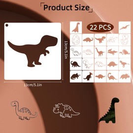 22PCS Small Dinosaur Template for Painting, 5 Inch Cute Baby Shower Stencils, DIY Crafts Plant Stencil for Painting on Wood Wall Door Canvas Home Decor