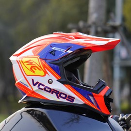 VCOROS Adult Motocross Helmets ATV Dirtbike BMX MX Offroad Adventure UTV Helmets DOT Approved (Light Red Yellow, XXL)