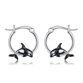 Orca Whale Gifts for Women Sterling Silver Whale Hoop Earrings Orca Jewellery Gifts for Women