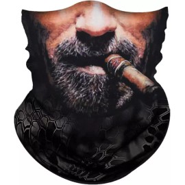 Beard Men With Cigar 먼지 바람 자외선 차단용 오바클 해골 마스크 남성 오토바이 타기 [Skull Scare Black White Face] Dust Wind UV Protection Overcal Skull Mask for Men Motorcycling [Skull Scare Black White Face]