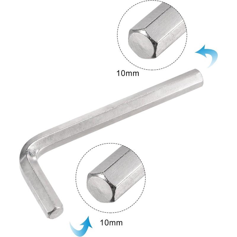TOP-VIGOR 1Pcs 10mm Hex Key Wrench, Metric CR-V L Shaped