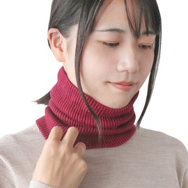 Kinuya SO7062 Ultra Warm Silk Double Woven Neck Warmer, Silk x Cotton, Red