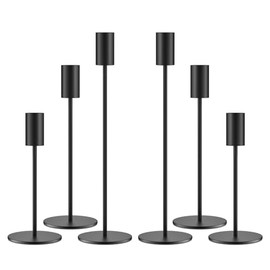 zeochyni - Juego de 6 portavelas de color negro mate, elegantes portavelas para centros de mesa de boda, mesas de comedor, fiestas, decoración del hogar, eventos, portavelas cónicos para velas de 3/4