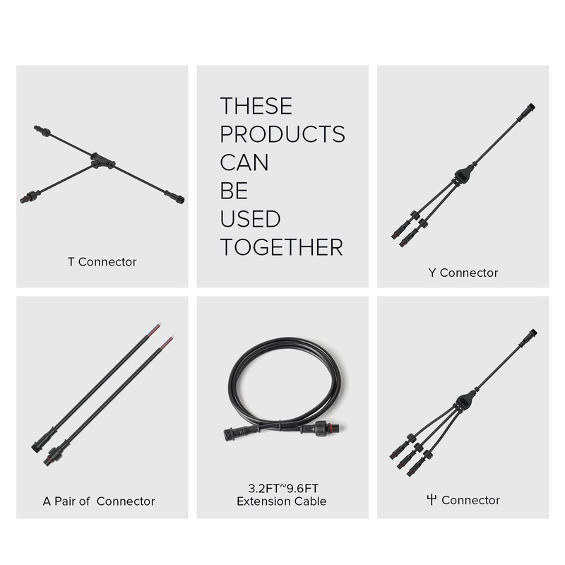 BTF-LIGHTING 5PCS 9.84ft 3meter 3 Pin 0.32mm²/22AWG IP65 Extension Cable