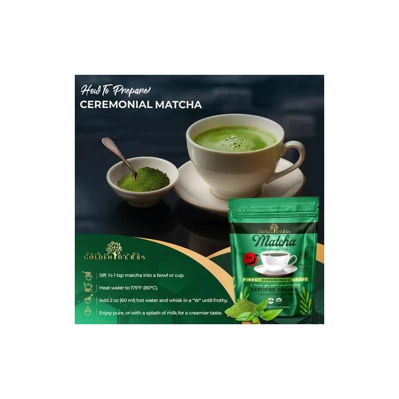 Golden Herbs Té Verde Matcha Orgánico Organic Ceremonial Matcha Green