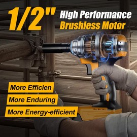 1/2 Power Impact Wrench 480N.m Impact Gun Cordless Electric Impact Driver with Battery and Charger include 17/19/20/21mm Sockets and 5 inch Extension Rod (1 xBattery)
