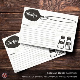 50 Blank Kitchen Recipe Cards – Double Sided Print Index Cards, Thick Sturdy 100lb Cardstock – Organize Your Cooking Weddings, Baby and Bridal Showers, Birthdays, Graduations, Mother's Day – 4" x 6"