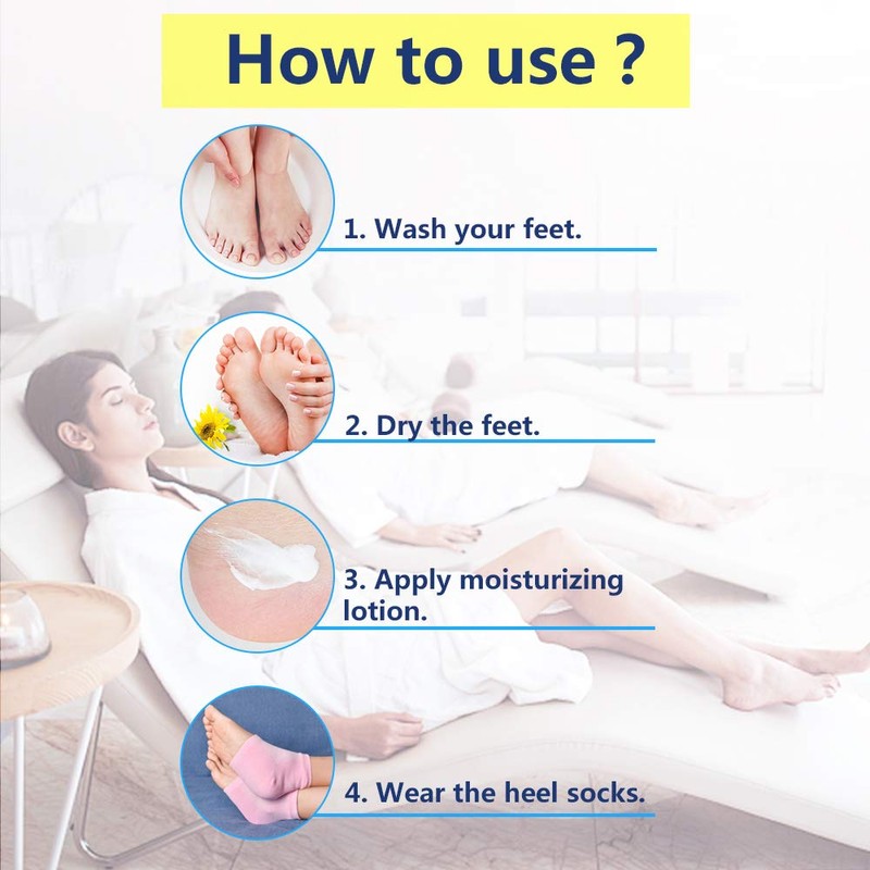 Moisturizing Socks, Moisturizing/Gel Heel Socks for Dry Cracked Heels, Ventilate