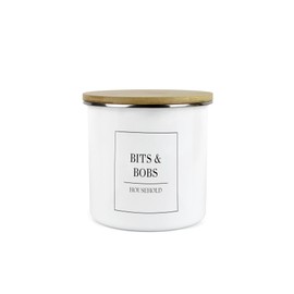 Minimalist Range Medium 11cm Bits And Bobs Storage Canister - White Metal Enamel Kitchen And Bathroom Storage Container