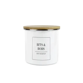Minimalist Range Medium 11cm Bits And Bobs Storage Canister - White Metal Enamel Kitchen And Bathroom Storage Container