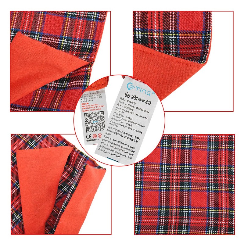 E-TING Sleeping Bag Christmas Accessory for elf Doll (Red Plaid)