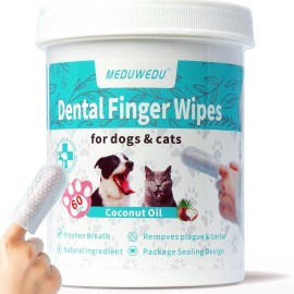 MEDUWEDU Dental Care Finger Wipes 60 Count Teeth Cleaning Finger Wipes ~NEW~