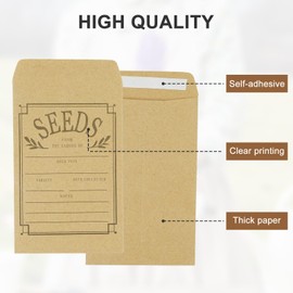 100PCS Seed Envelopes, Self Adhesive Seed Packets Envelopes with Pen, Paper Seed Envelopes Resealable, Seed Storage Organizer, Mini Envelopes Seed Bags for Vegetable Fower Seed Collection 3.1''×4.7''