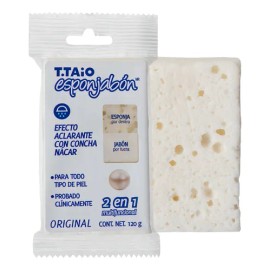 Esponjabon de Concha Nácar Aclarante 2 en 1 T.Taio. Reduce cicatrices y Blanquea La Piel.